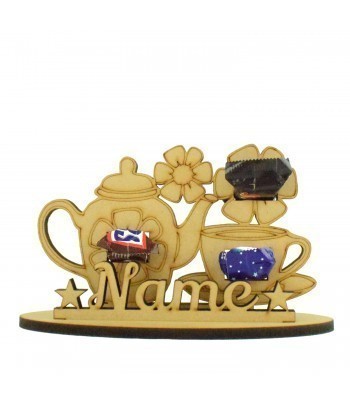 6mm Personalised Teapot Shape Mini Chocolate Bar Holder on a Stand - Stand Options